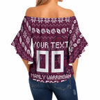 Personalized Sea Eagles Christmas Off Shoulder Wrap Waist Top Australian Rugby Fans - Pixelated Ugly Xmas Pattern Mascot Santa
