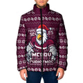 Personalized Sea Eagles Christmas Padded Jacket Australian Rugby Fans - Pixelated Ugly Xmas Pattern Mascot Santa