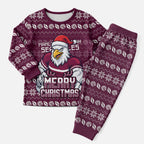 Personalized Sea Eagles Christmas Pajama Set Australian Rugby Fans - Pixelated Ugly Xmas Pattern Mascot Santa