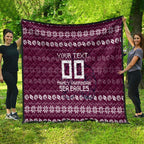 Personalized Sea Eagles Christmas Quilt Australian Rugby Fans - Pixelated Ugly Xmas Pattern Mascot Santa