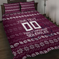 Personalized Sea Eagles Christmas Quilt Bed Set Australian Rugby Fans - Pixelated Ugly Xmas Pattern Mascot Santa