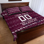 Personalized Sea Eagles Christmas Quilt Bed Set Australian Rugby Fans - Pixelated Ugly Xmas Pattern Mascot Santa