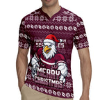 Personalized Sea Eagles Christmas Rugby Jersey Australian Rugby Fans - Pixelated Ugly Xmas Pattern Mascot Santa