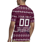 Personalized Sea Eagles Christmas Rugby Jersey Australian Rugby Fans - Pixelated Ugly Xmas Pattern Mascot Santa