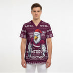 Personalized Sea Eagles Christmas Scrub Top Australian Rugby Fans - Pixelated Ugly Xmas Pattern Mascot Santa