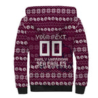 Personalized Sea Eagles Christmas Sherpa Hoodie Australian Rugby Fans - Pixelated Ugly Xmas Pattern Mascot Santa