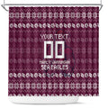 Personalized Sea Eagles Christmas Shower Curtain Australian Rugby Fans - Pixelated Ugly Xmas Pattern Mascot Santa