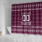 Personalized Sea Eagles Christmas Shower Curtain Australian Rugby Fans - Pixelated Ugly Xmas Pattern Mascot Santa