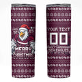 Personalized Sea Eagles Christmas Skinny Tumbler Australian Rugby Fans - Pixelated Ugly Xmas Pattern Mascot Santa