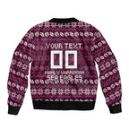 Personalized Sea Eagles Christmas Sleeve Zip Bomber Jacket Australian Rugby Fans - Pixelated Ugly Xmas Pattern Mascot Santa