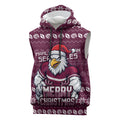 Personalized Sea Eagles Christmas Sleeveless Hoodie Australian Rugby Fans - Pixelated Ugly Xmas Pattern Mascot Santa