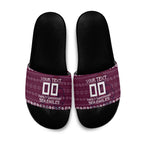 Personalized Sea Eagles Christmas Slide Sandals Australian Rugby Fans - Pixelated Ugly Xmas Pattern Mascot Santa