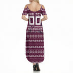 Personalized Sea Eagles Christmas Summer Maxi Dress Australian Rugby Fans - Pixelated Ugly Xmas Pattern Mascot Santa
