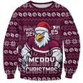 Personalized Sea Eagles Christmas Sweatshirt Australian Rugby Fans - Pixelated Ugly Xmas Pattern Mascot Santa