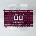 Personalized Sea Eagles Christmas Tablecloth Australian Rugby Fans - Pixelated Ugly Xmas Pattern Mascot Santa