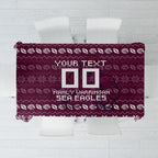 Personalized Sea Eagles Christmas Tablecloth Australian Rugby Fans - Pixelated Ugly Xmas Pattern Mascot Santa