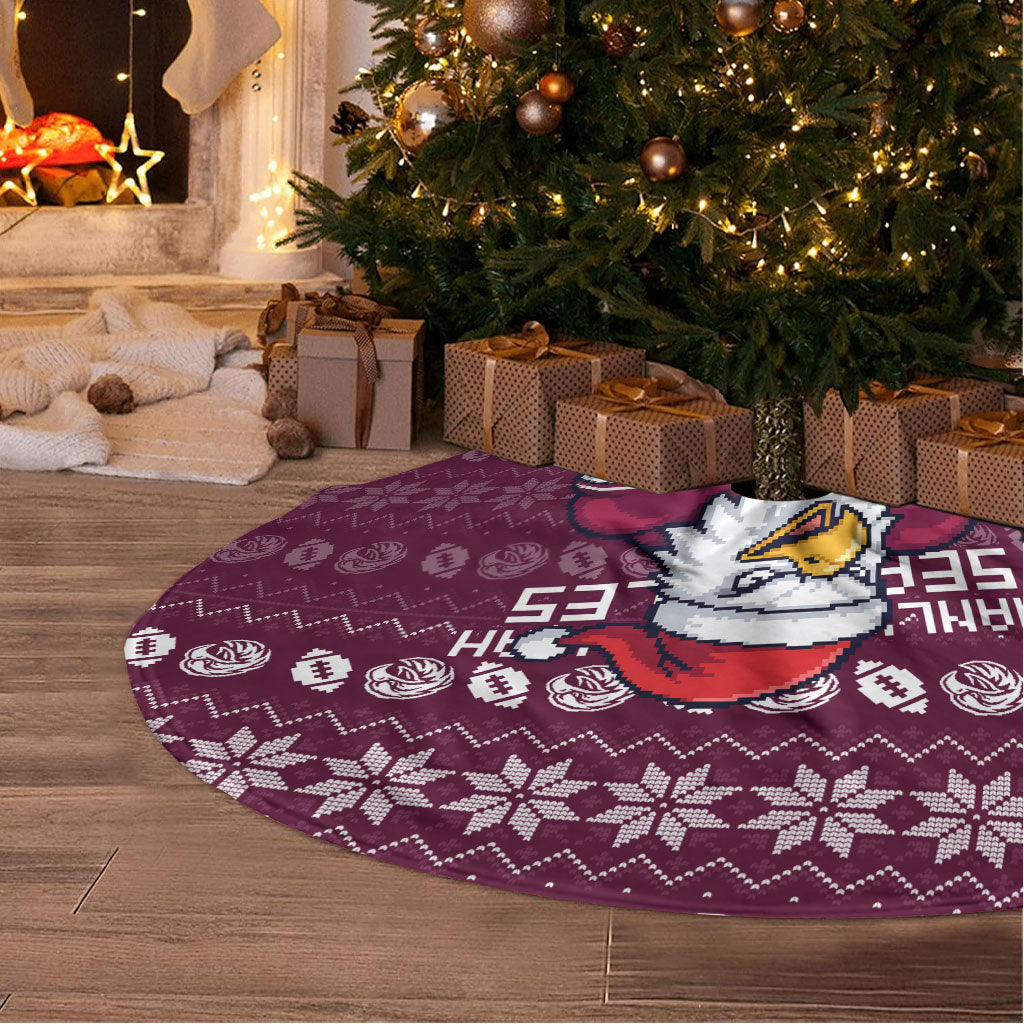 Sea Eagles Christmas Tree Skirt Australian Rugby Fans - Pixelated Ugly Xmas Pattern Mascot Santa