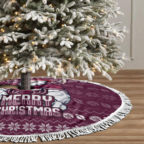 Sea Eagles Christmas Tree Skirt Australian Rugby Fans - Pixelated Ugly Xmas Pattern Mascot Santa