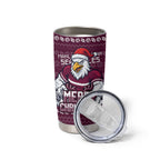 Personalized Sea Eagles Christmas Tumbler Cup Australian Rugby Fans - Pixelated Ugly Xmas Pattern Mascot Santa