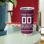 Personalized Sea Eagles Christmas Tumbler Cup Australian Rugby Fans - Pixelated Ugly Xmas Pattern Mascot Santa