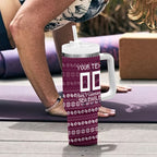 Personalized Sea Eagles Christmas Tumbler With Handle Australian Rugby Fans - Pixelated Ugly Xmas Pattern Mascot Santa