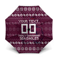Personalized Sea Eagles Christmas Umbrella Australian Rugby Fans - Pixelated Ugly Xmas Pattern Mascot Santa