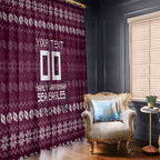 Personalized Sea Eagles Christmas Window Curtain Australian Rugby Fans - Pixelated Ugly Xmas Pattern Mascot Santa