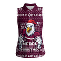 Personalized Sea Eagles Christmas Women Sleeveless Polo Shirt Australian Rugby Fans - Pixelated Ugly Xmas Pattern Mascot Santa