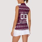 Personalized Sea Eagles Christmas Women Sleeveless Polo Shirt Australian Rugby Fans - Pixelated Ugly Xmas Pattern Mascot Santa
