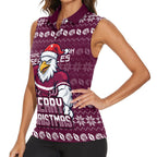 Personalized Sea Eagles Christmas Women Sleeveless Polo Shirt Australian Rugby Fans - Pixelated Ugly Xmas Pattern Mascot Santa