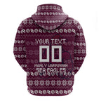 Personalized Sea Eagles Christmas Zip Hoodie Australian Rugby Fans - Pixelated Ugly Xmas Pattern Mascot Santa