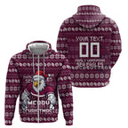 Personalized Sea Eagles Christmas Zip Hoodie Australian Rugby Fans - Pixelated Ugly Xmas Pattern Mascot Santa