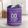 Personalized Melbourne Storm Christmas Laundry Basket Australian Rugby Fans - Pixelated Ugly Xmas Pattern Mascot Santa