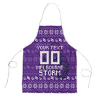 Personalized Melbourne Storm Christmas Apron Australian Rugby Fans - Pixelated Ugly Xmas Pattern Mascot Santa