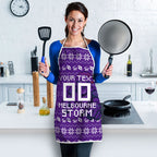 Personalized Melbourne Storm Christmas Apron Australian Rugby Fans - Pixelated Ugly Xmas Pattern Mascot Santa
