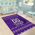 Personalized Melbourne Storm Christmas Area Rug Australian Rugby Fans - Pixelated Ugly Xmas Pattern Mascot Santa