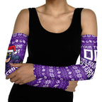 Personalized Melbourne Storm Christmas Arm Sleeves Australian Rugby Fans - Pixelated Ugly Xmas Pattern Mascot Santa
