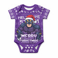 Personalized Melbourne Storm Christmas Baby Onesie Australian Rugby Fans - Pixelated Ugly Xmas Pattern Mascot Santa