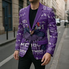 Personalized Melbourne Storm Christmas Blazer Australian Rugby Fans - Pixelated Ugly Xmas Pattern Mascot Santa