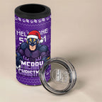 Personalized Melbourne Storm Christmas 4 in 1 Can Cooler Tumbler Australian Rugby Fans - Pixelated Ugly Xmas Pattern Mascot Santa