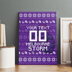 Personalized Melbourne Storm Christmas Canvas Wall Art Australian Rugby Fans - Pixelated Ugly Xmas Pattern Mascot Santa