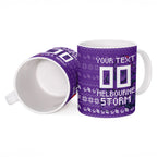 Personalized Melbourne Storm Christmas Ceramic Mug Australian Rugby Fans - Pixelated Ugly Xmas Pattern Mascot Santa