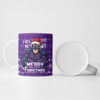 Personalized Melbourne Storm Christmas Ceramic Mug Australian Rugby Fans - Pixelated Ugly Xmas Pattern Mascot Santa