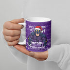 Personalized Melbourne Storm Christmas Ceramic Mug Australian Rugby Fans - Pixelated Ugly Xmas Pattern Mascot Santa