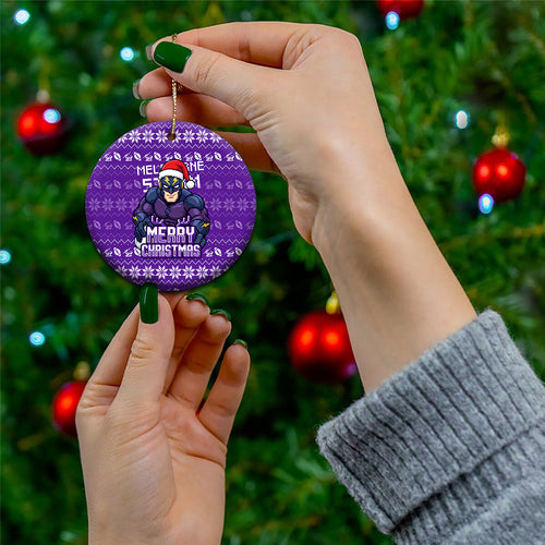Melbourne Storm Christmas Ceramic Ornament Australian Rugby Fans - Pixelated Ugly Xmas Pattern Mascot Santa