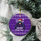 Melbourne Storm Christmas Ceramic Ornament Australian Rugby Fans - Pixelated Ugly Xmas Pattern Mascot Santa