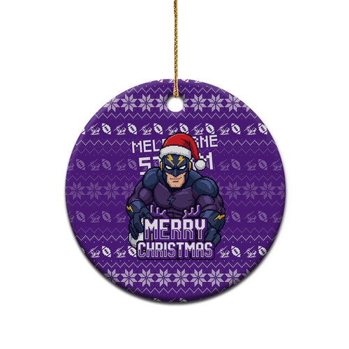 Melbourne Storm Christmas Ceramic Ornament Australian Rugby Fans - Pixelated Ugly Xmas Pattern Mascot Santa