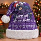 Melbourne Storm Christmas Santa Hat Australian Rugby Fans - Pixelated Ugly Xmas Pattern Mascot Santa
