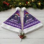 Melbourne Storm Christmas Santa Hat Australian Rugby Fans - Pixelated Ugly Xmas Pattern Mascot Santa