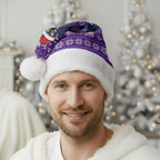 Melbourne Storm Christmas Santa Hat Australian Rugby Fans - Pixelated Ugly Xmas Pattern Mascot Santa
